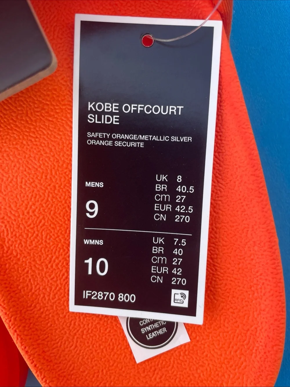 Nike Kobe Offcourt Slide Size 9 Orange Silver Open Toe Slides IF2870-800 NWT